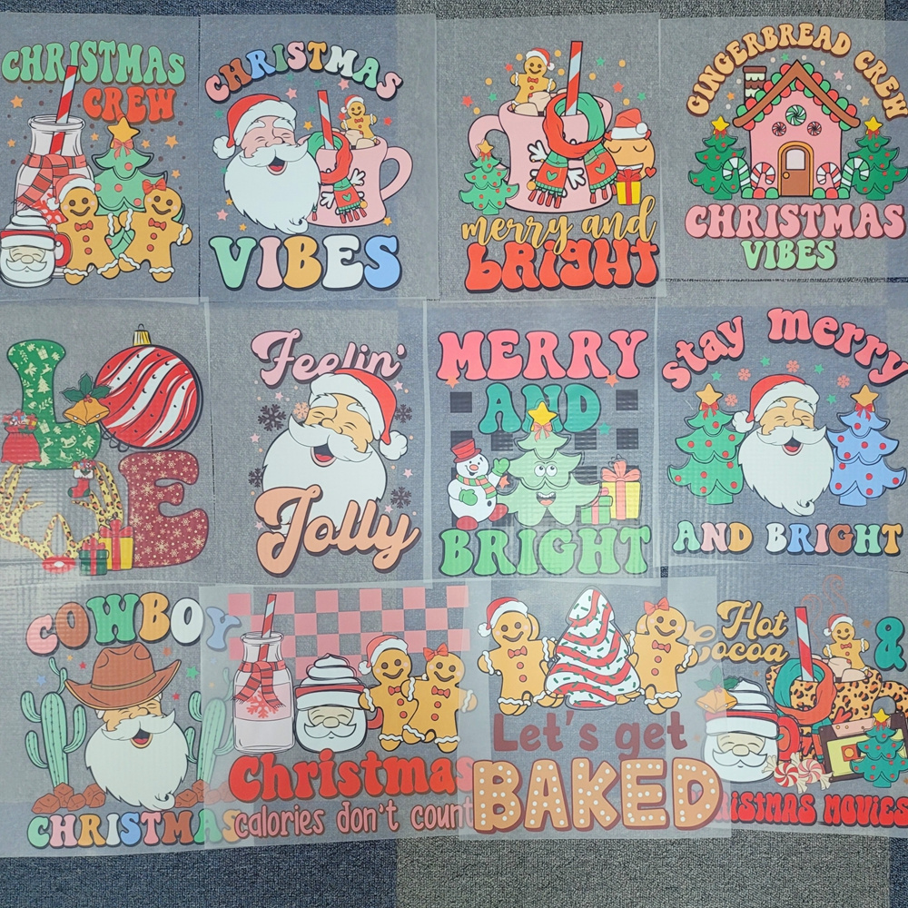 Custom Christmas Decoration Heat Transfer Designs Printing Logo Iron On Sticker Heat Transfer Designs For t shirts