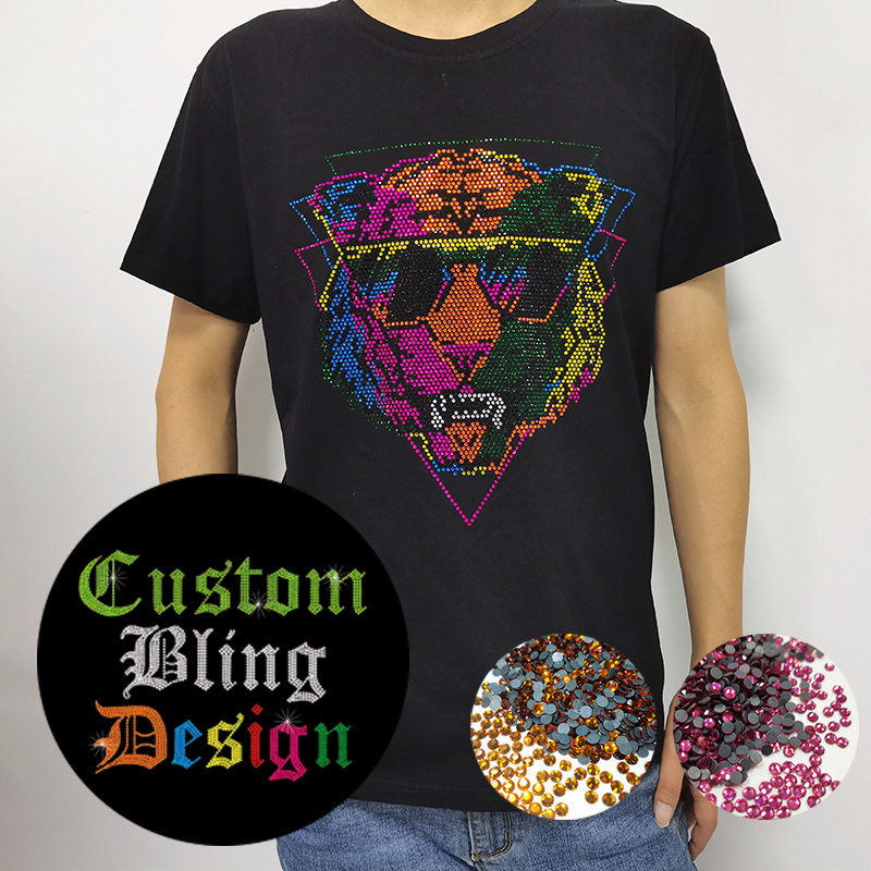 Custom Design Wholesale Bling Sheet Flatback HotFix Iron On Rhinestone Transfer for hoodies tank tops tshirts hat