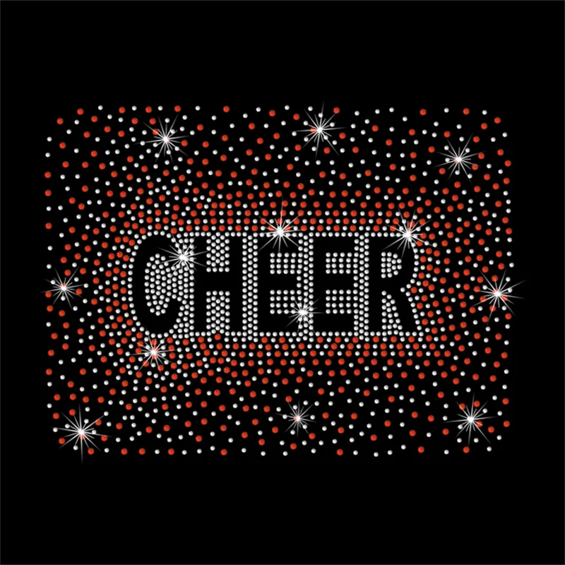 Hotfix Rhinestones Cheer Scattered Pattern Glitter Cheer Transfer Rhinestone Template