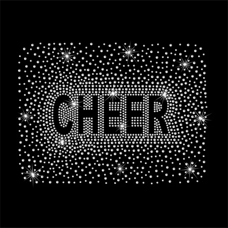 Hotfix Rhinestones Cheer Scattered Pattern Glitter Cheer Transfer Rhinestone Template