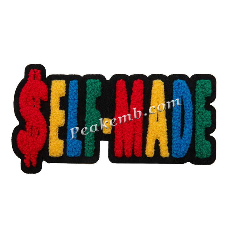 Hot Sale Custom Color Varsity Chenille Embroidery Letter Patches For Pouch 3d Iron On Chenille Patch Embroidery Letter