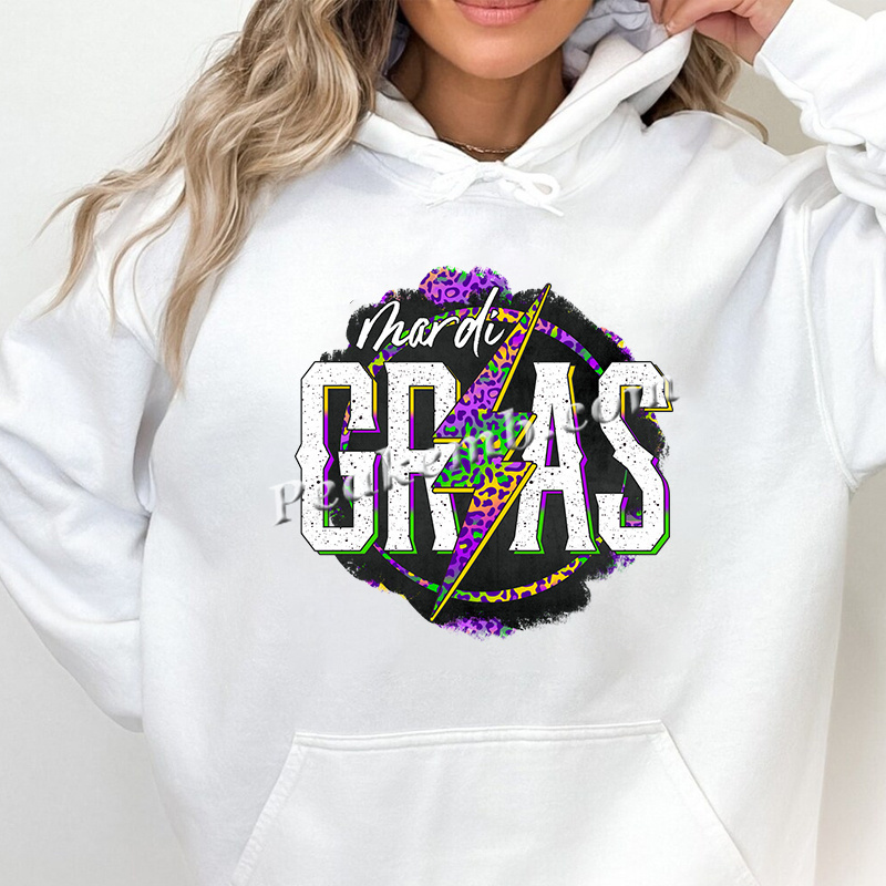 Iron on Mardi Gras Heat Transfer Printing Custom T-shirt Hoodies and Garment