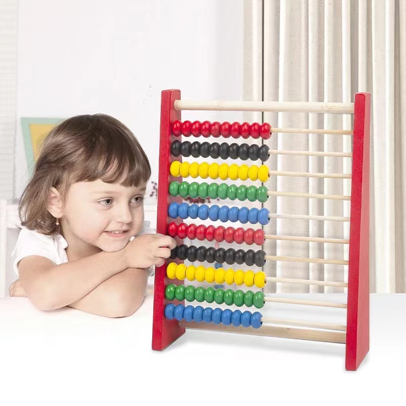 Factory Price Abacus Wooden Counting Toy With 100 Colorful Beads Classic Preschool Math Learning Educational Sticks Toys Tool