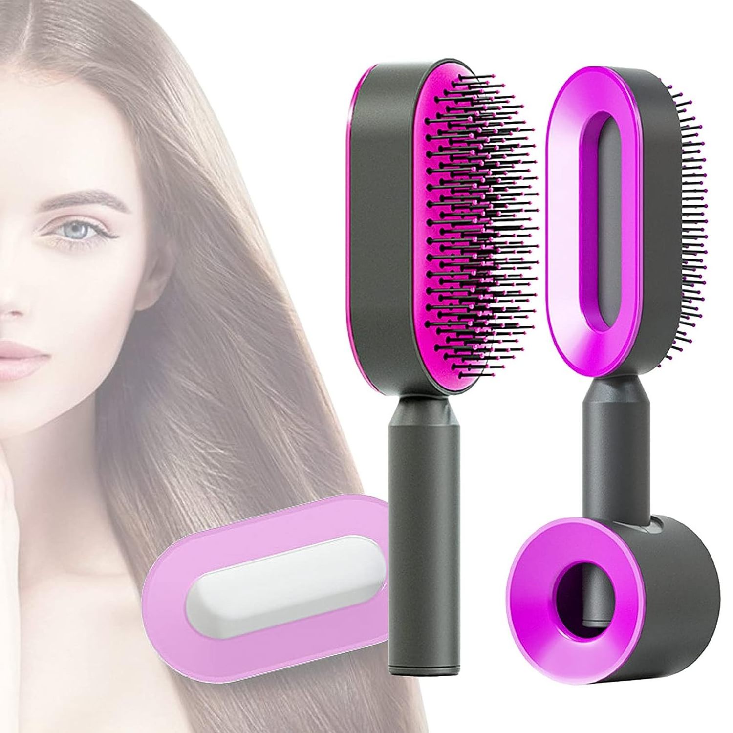 2024 New Design Self-Cleaning 3D Air Cushion Massage Hair Brush For Women Airbag Anti-Static One-key Clean Detangling Brush