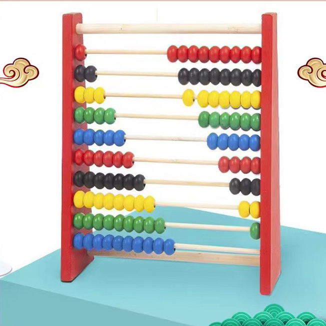 Factory Price Abacus Wooden Counting Toy With 100 Colorful Beads Classic Preschool Math Learning Educational Sticks Toys Tool