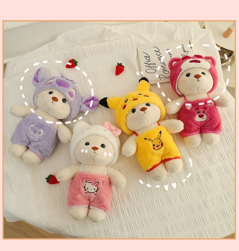 Cute Teddy Bear Stuffed Animals with Costume Plush Cloth Small Doll for Baby Girls Girlfriend Valentines Birthday Christmas Day