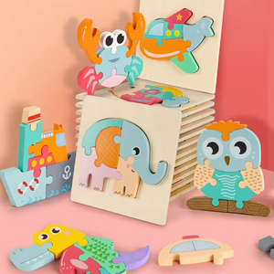 Cheapest Wooden Jigsaw Puzzle Toys With Animal Traffic Kids Baby Toddles Early Educational Matching Wood Sorting Gift for Kid