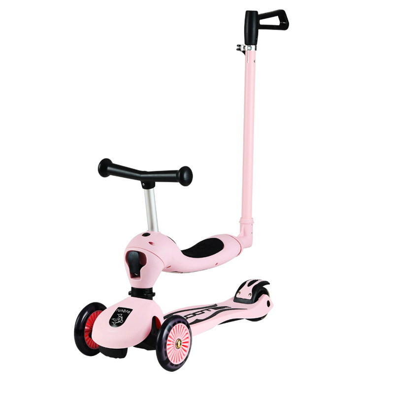 Hot selling 3 Wheeled kick Scooter For Child 2-in-1 Adjustable Height Handlebars and Removable Seat Wide Standing Board Age 2-12