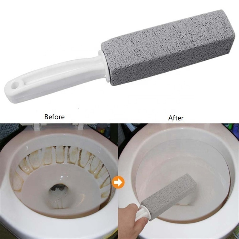 Pumice Stone Toilet Bowl Cleaner Handle Removes Limescale & Hard Water Stains Toilet Brush/Grills/Tile/Grout/Swimming pool