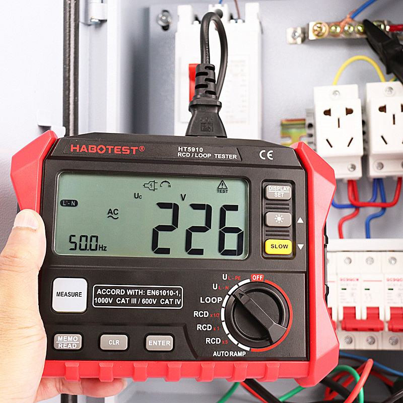 Habotest Leakage Switch Tripping Tester Measuring Rcd loop Resistance Electric Electrical Instrument HT5910