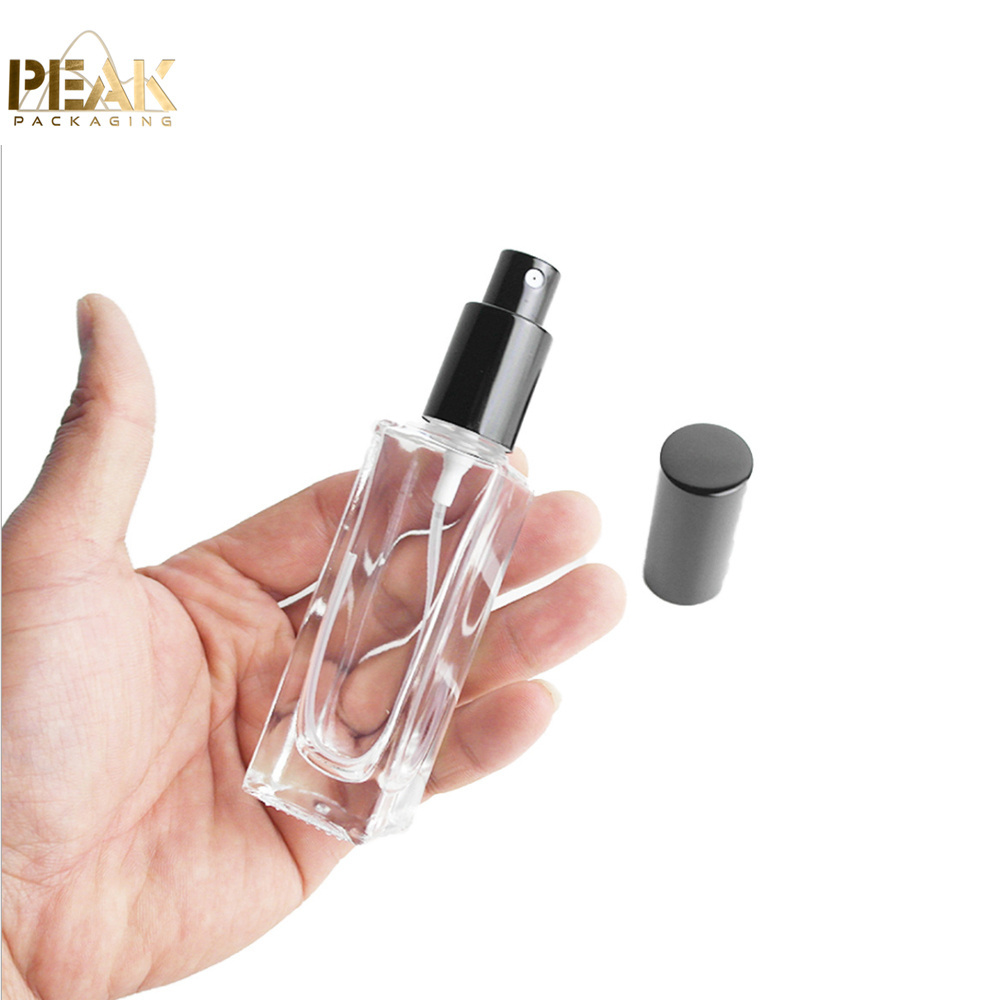 Rectangle Perfume bottle 10ml Cosmetic glass spray perfume bottle with aluminum sprayer