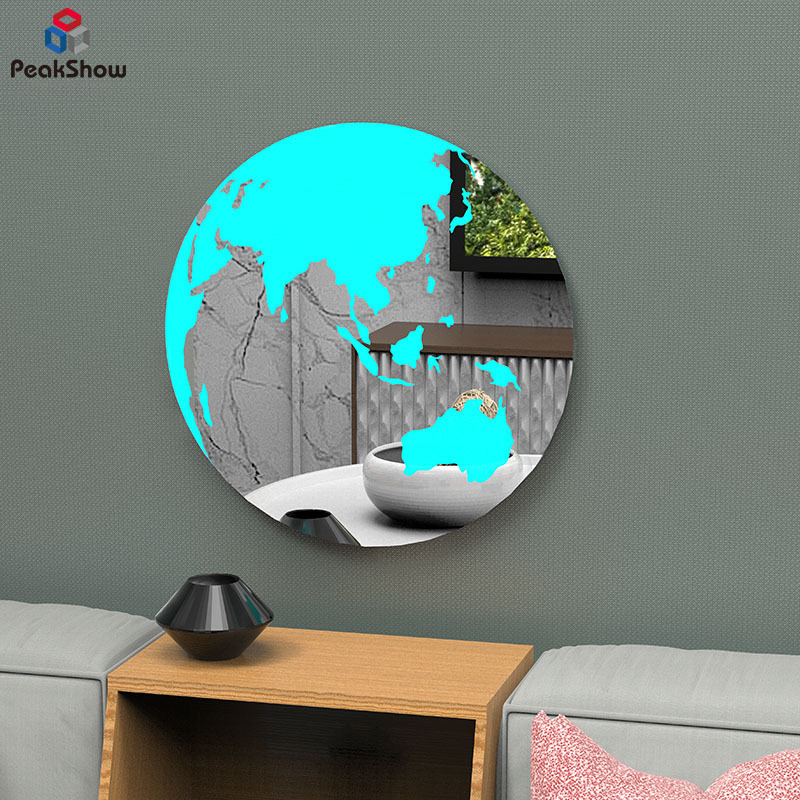 Peakshow Decor Acrylic Mirror Sheet Screen Printing Decorative Acrylic Mirror Panels Earth Image Acrylic Wall Mirror Sticker