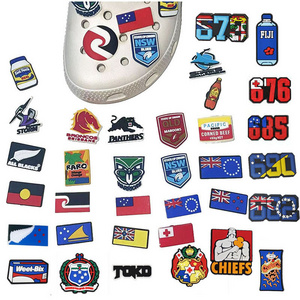 Wholesale Cook island flag NRL Rugby shoe charm maori flag charm for NZ shoe-lace rarotonga charm tag samoan tonga rugby