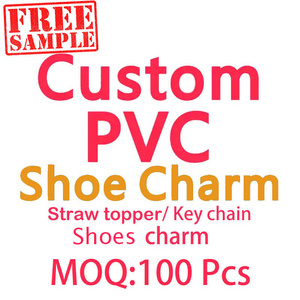 FREE SAMPLE Wholesale Pvc custom bracelet charms for shoes custom shoe charms logo custom shoe charm