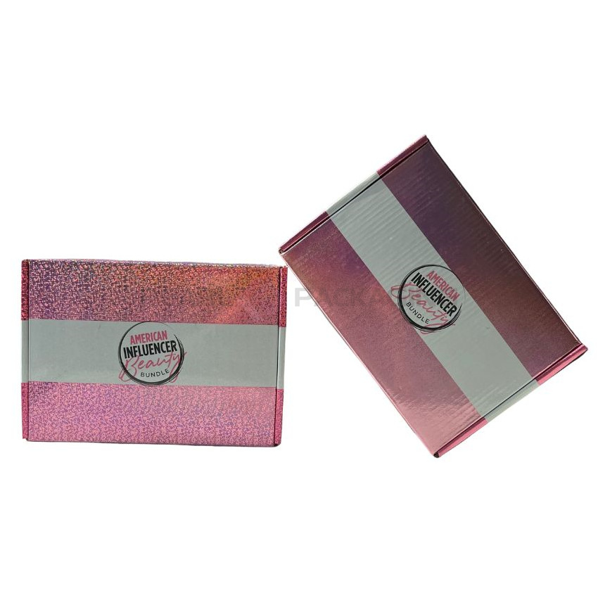 Hot Pink Glitter Corrugated Paper Holographic Shipping Box Mailer Beauty Subscription Box and Gift Packaging