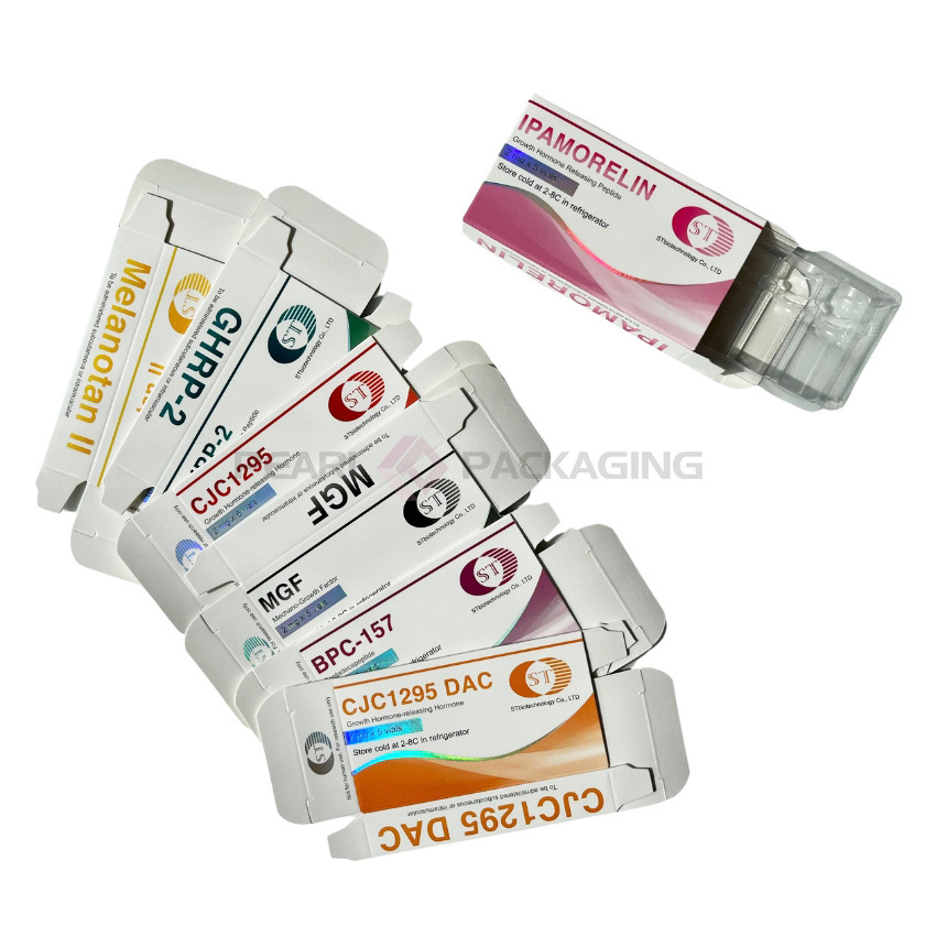 Custom Recyclable Paperboard 2ml 10ml Pharmaceutical Vials Packaging Labels Blister Tray Vials Paper Box