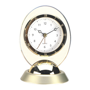 Egg Crystal Desktop Clock with base transparent case electric plated base New Desk Metal Clock  Marble For Home Table Decoration