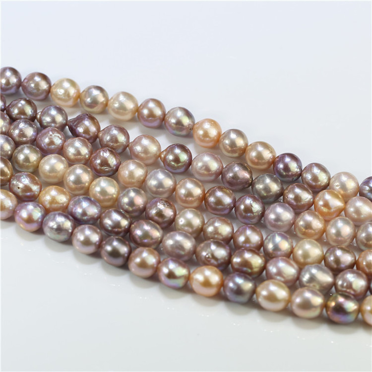 FEIRUN 10-11mm mixed multi color nucleated edison baroque genuine real natural freshwater pearl strand