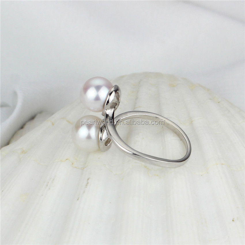 8mm button fashion women wholesale silver 925 pearl ring, cultured pearl ring, fresh water pearl ring