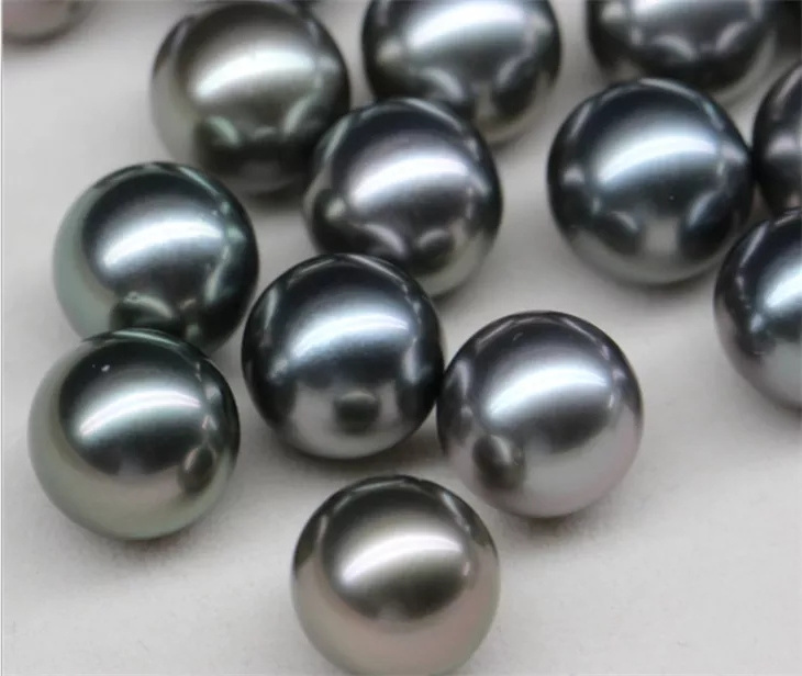 3A grade 8-10mm round peacock seawater sea pearl price natural big black wholesale real  loose tahiti tahitian pearl