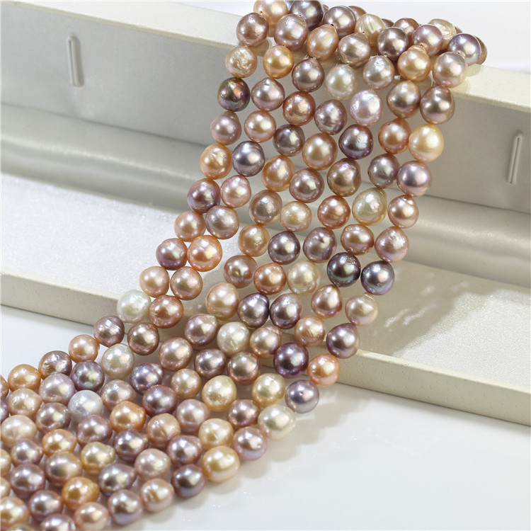 Feirun 9-10mm edison pearl AA grade mixed color  Natural fresh water pearl strands beads for jewelry