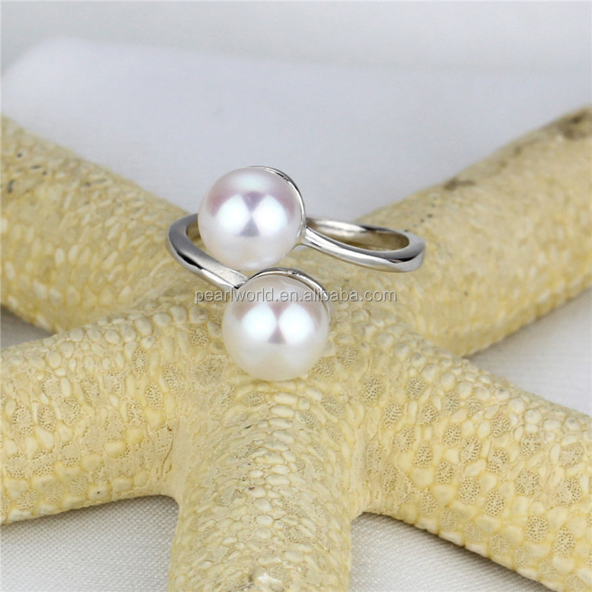 8mm button fashion women wholesale silver 925 pearl ring, cultured pearl ring, fresh water pearl ring