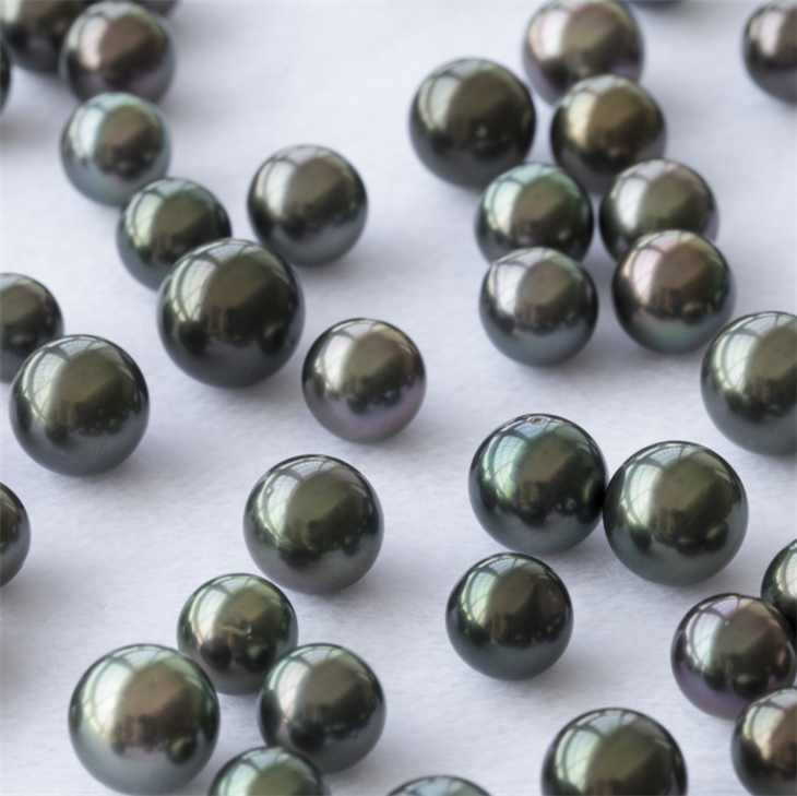 3A grade 8-10mm round peacock seawater sea pearl price natural big black wholesale real  loose tahiti tahitian pearl