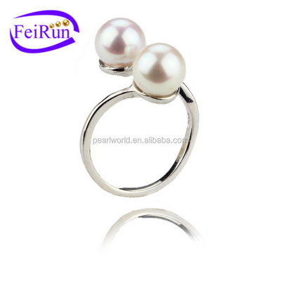 8mm button fashion women wholesale silver 925 pearl ring, cultured pearl ring, fresh water pearl ring