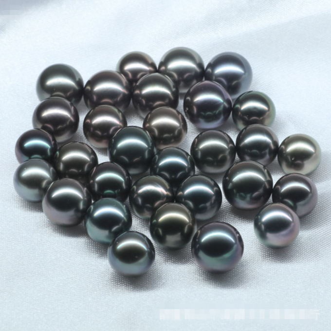 3A grade 8-10mm round peacock seawater sea pearl price natural big black wholesale real  loose tahiti tahitian pearl