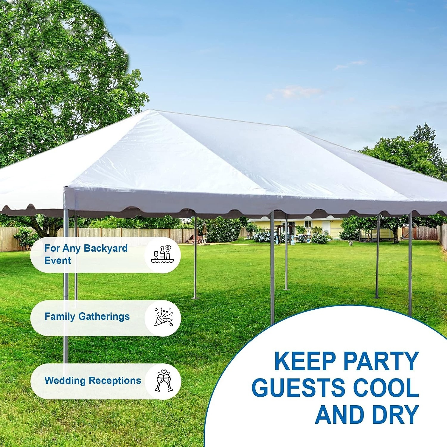 20 x 40 White PVC Top Weekender West Coast Frame Style Party Tent for Weddings Graduations and Event