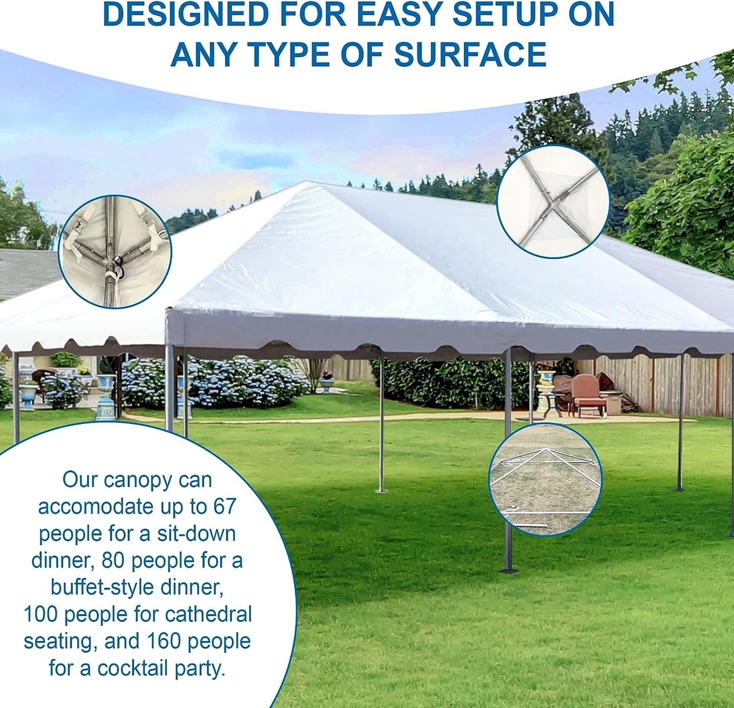 20 x 40 White PVC Top Weekender West Coast Frame Style Party Tent for Weddings Graduations and Event