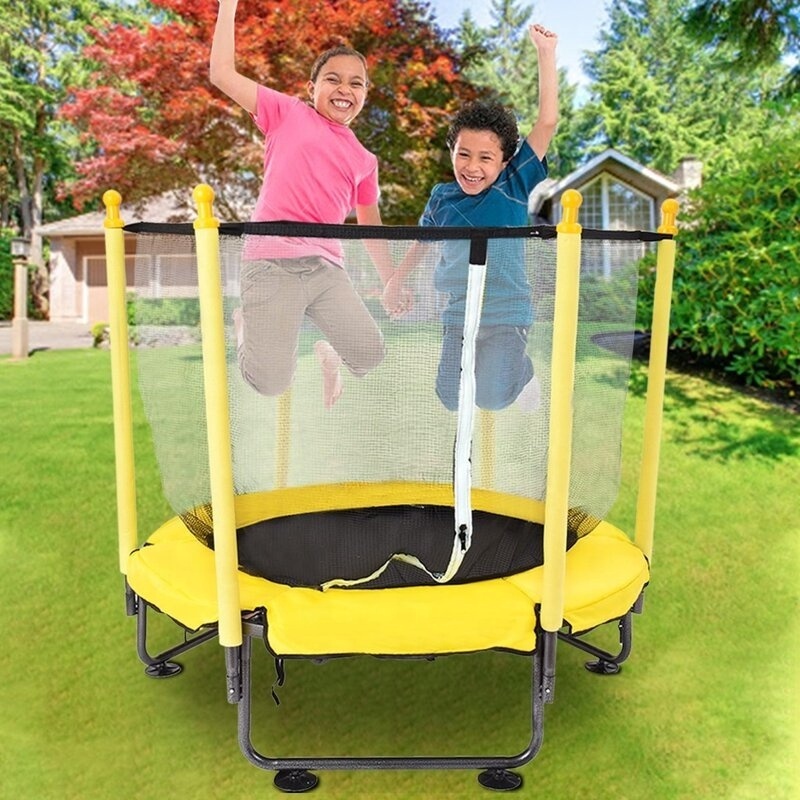 Good elasticity jumping mat 3.93' PVC Round Backyard Trampoline with Safety Enclosure