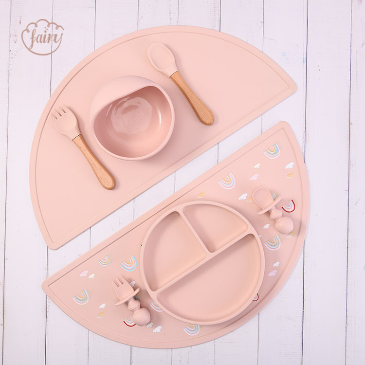 BPA Free Reusable Baby Silicone Placemat Table Mats Custom Shape Non-Slip Waterproof Silicone Placemats for Kids