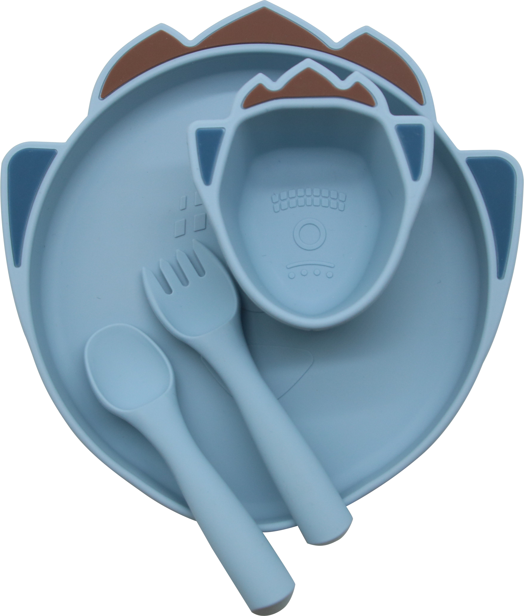 Custom Cartoon Spoon Set Feeding Baby Food Grade Silicone Plate For Toddlers