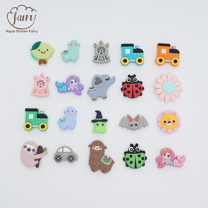 Soft Material Custom Eco-friendly Mix Focal Beads Character Silicone Teething Beads Pen Making Beads And Charms For Pen Tops