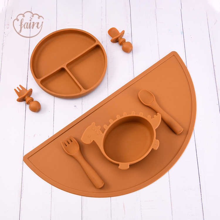 Reusable BPA-Free Kids Placemat Pad Food Grade Silicone Baby Toddler Placemat Silicone Baby Dining Table Mat