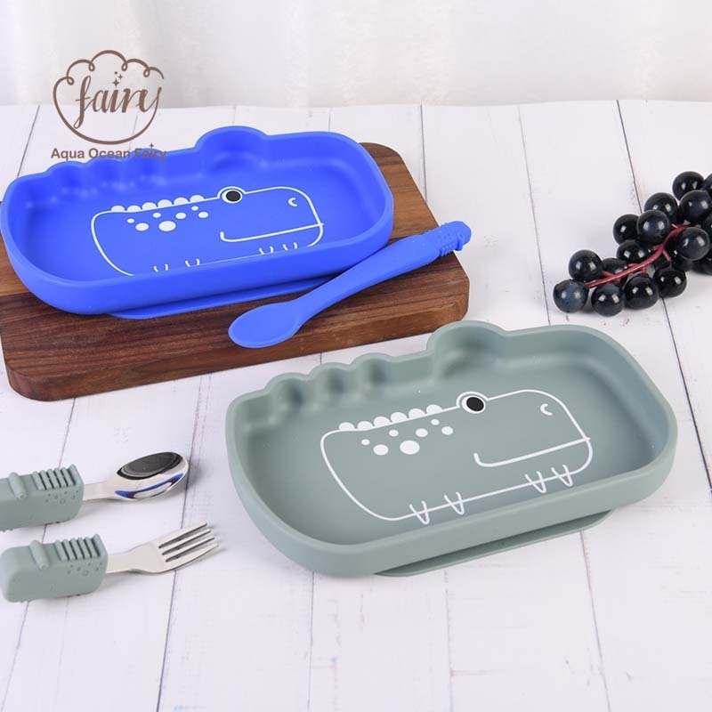 Bpa Free Non-toxic Suction Plate Bowl Silicone Bib Tableware Feeding Weaning Set For Baby Toddler