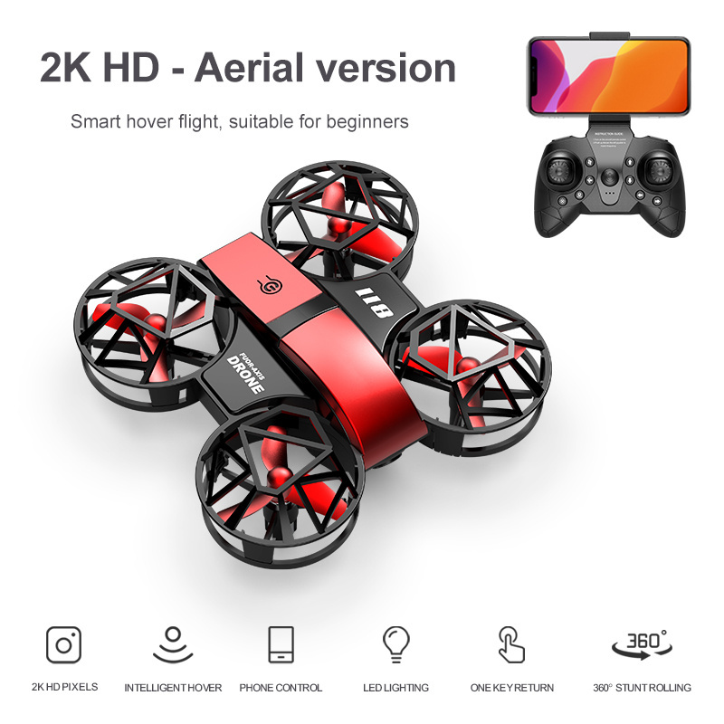 811 Red 2K Fixed Wing Drone Toys Gift Stable Flight 35 Degree Angle Adjustment 2.4G RC Signal Manually Switch Camera Angle Drone