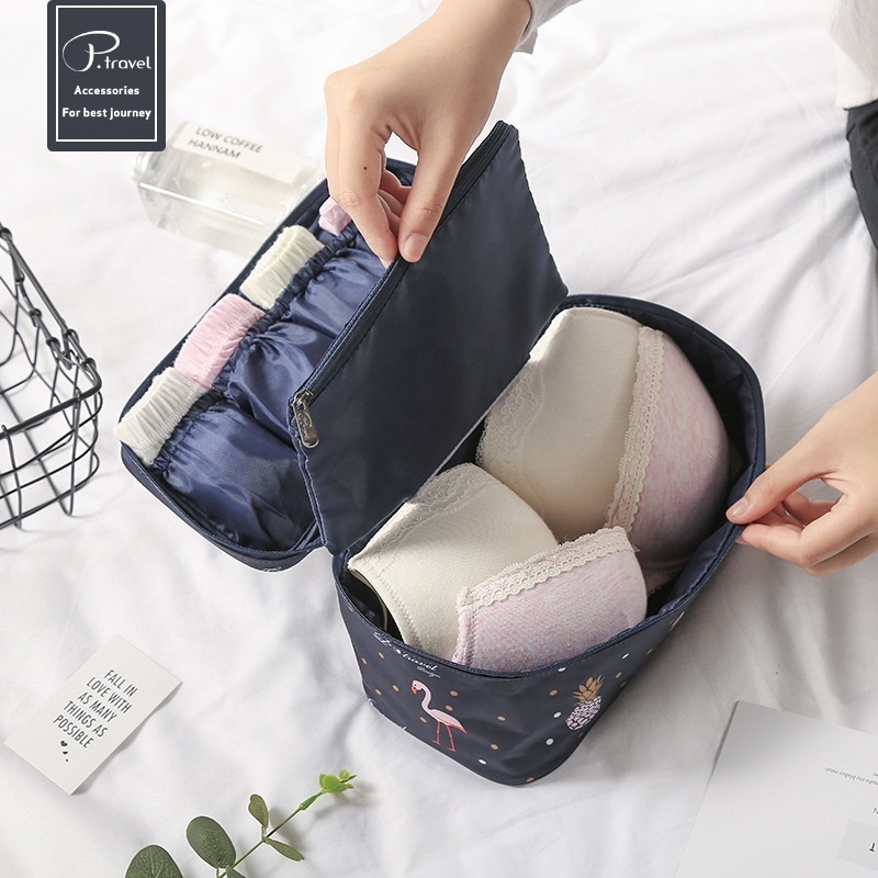 P.travel Lingerie Travel Bag Portable Bra Underwear Organizer Waterproof Storage Bag