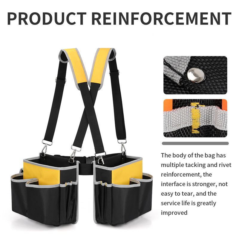 Outdoor Multi-Pocket Hanging Apron Padded Tool Belt Heavy Duty Professional Construction Electric Durable Foldable Tool Belt Bag