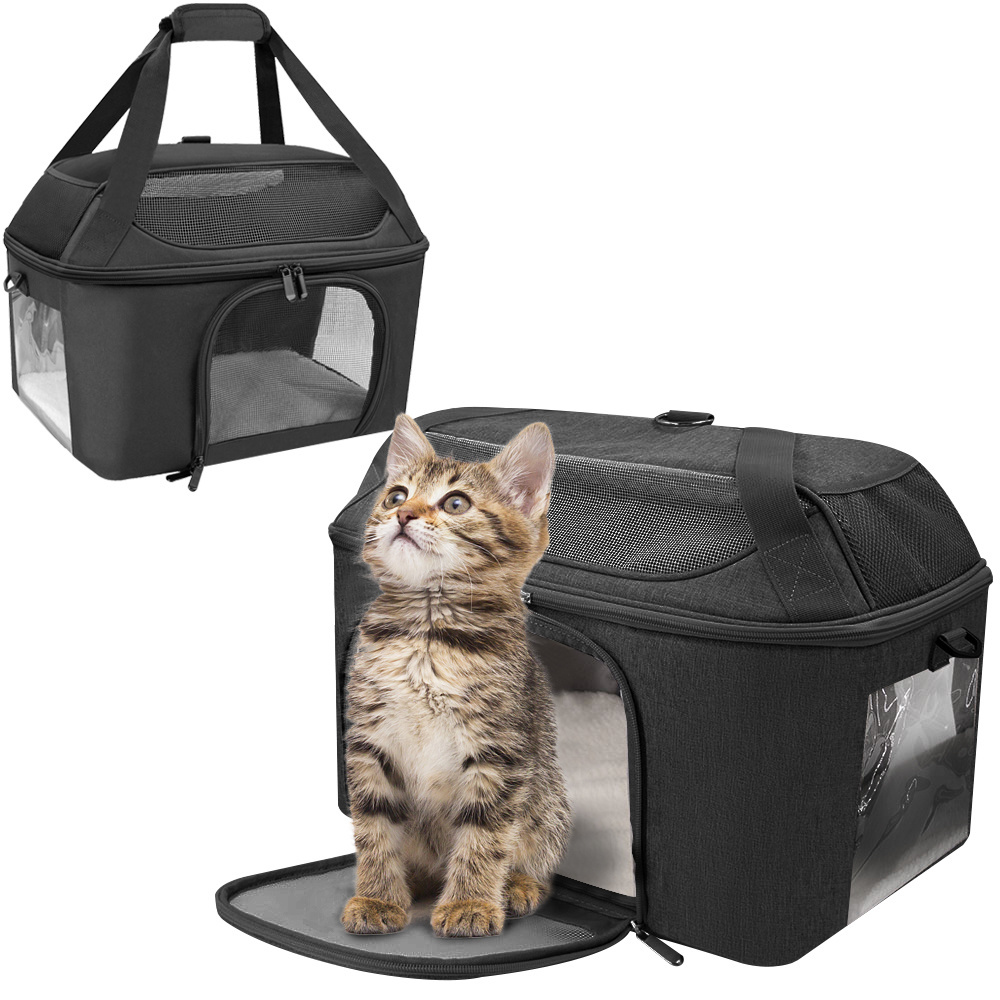 Custom Cat Backpack With Mesh Window Breathable Pet Bag Cat Transport Crate Outdoor Travel Collapsible Suitcase Carrier For Cats