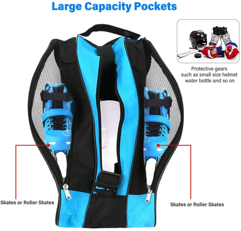 OEM Roller Skates Shoes Bags with Adjustable Shoulder Strap Oxford Breathable Ski Boot Storage Bag for Sport Ice Skate Shoes Bag