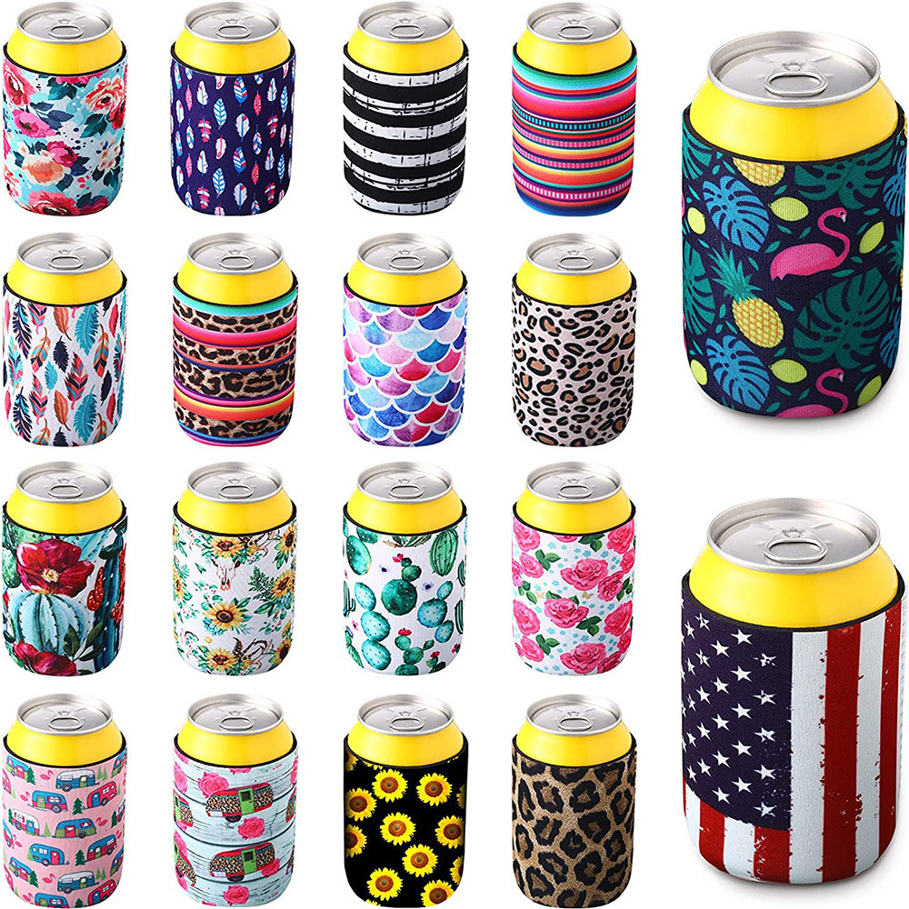 Custom Printing Neoprene Can Cooler Foldable Thermal Insulation Cola Can Sleeve Coozies For Cold Drink Cola Beer Can Koozy