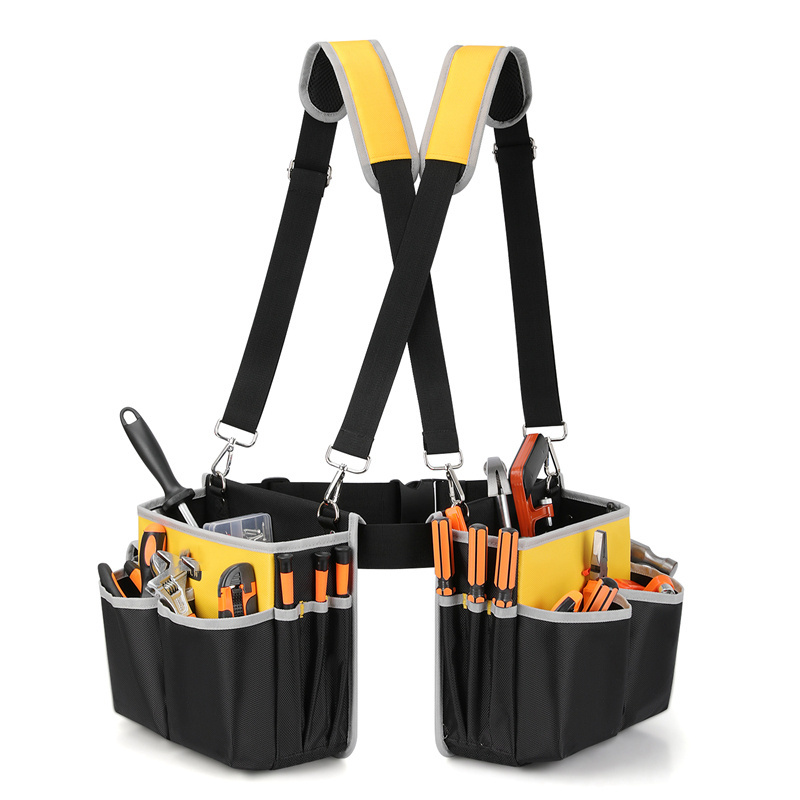 Outdoor Multi-Pocket Hanging Apron Padded Tool Belt Heavy Duty Professional Construction Electric Durable Foldable Tool Belt Bag