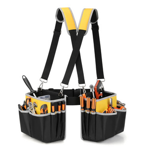 Outdoor Multi-Pocket Hanging Apron Padded Tool Belt Heavy Duty Professional Construction Electric Durable Foldable Tool Belt Bag