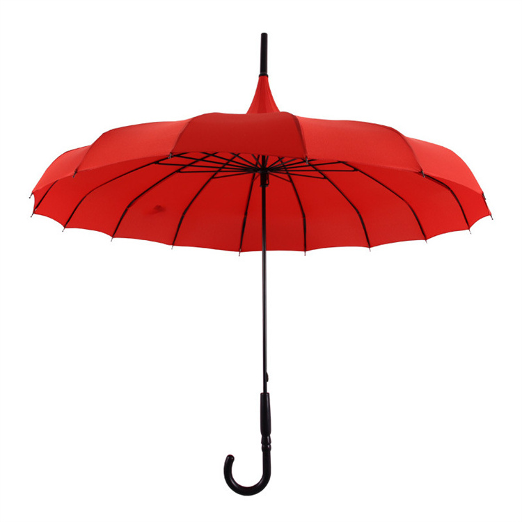 2023 Customized 22IN*16K Pagoda Straight Umbrella Hand Open 7 Colors with J Plastic Handle Umbrella For Wedding Decoration