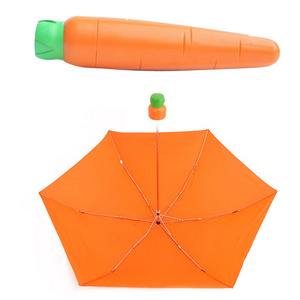 19"*6k for Promotion Carrot Umbrella 3 Fold Umbrella Small Umbrella for Kids