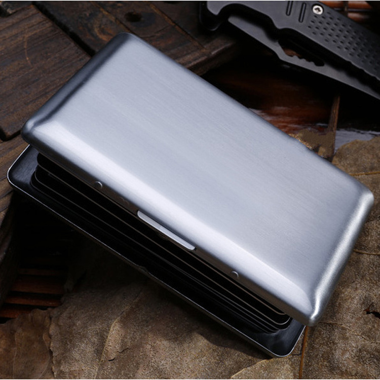 Brushed Stainless Steel Credit Card Holder Round Edge Wallet Business Credit Card Holder Metallic Card Holder