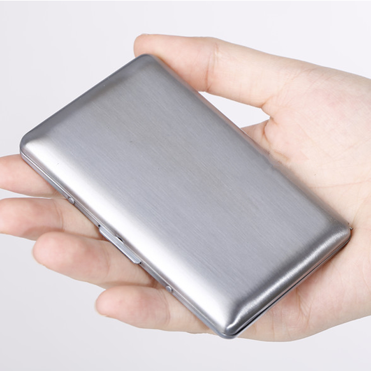 Brushed Stainless Steel Credit Card Holder Round Edge Wallet Business Credit Card Holder Metallic Card Holder