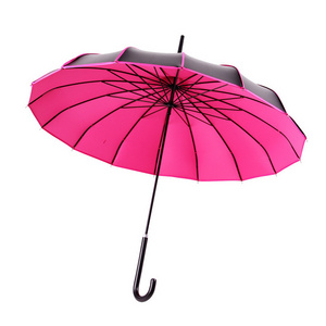 22"*16K Rose Red UPF50 Pagoda Shaped Umbrella Parasol Hand Open Pagoda Parasol Umbrella Straight